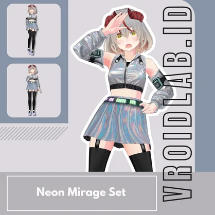 Neon Mirage Set ネオンミラージュセット | Dress Guena | VRoid Studio Outfit | Anime Style | Virtual Fashion