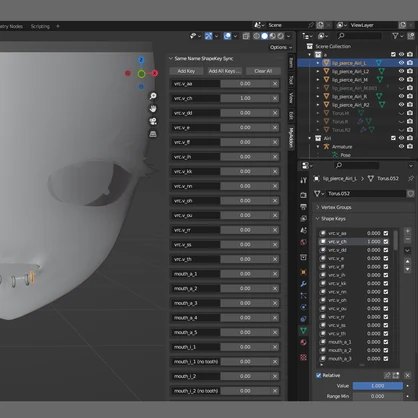 【Free】同名Shapekeyの値を同期するやつ【Blenderアドオン】
