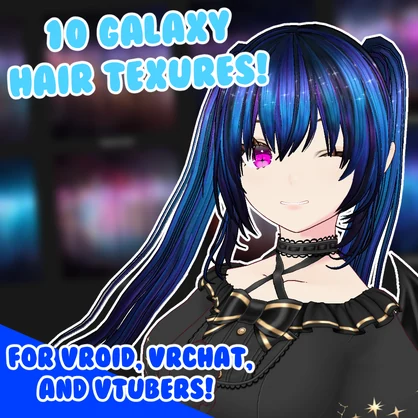 10 Galaxy and Space Themed Sparkly Hair Textures | VRoid Hair Preset Textures | VTuber / VRChat Ready