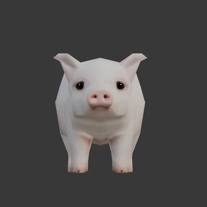 【3Dキャラクター】ミニブタのぷん子(ローポリ)