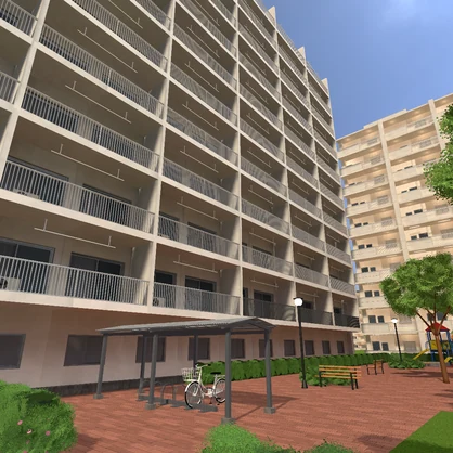 【発売記念 10/31まで¥1,500】郊外の団地ワールド【VRChat・PC】昼と夕方の2場面＋団地の部材94点