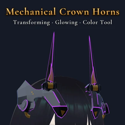 Mechanical Crown Horns — Transforming, Glowing Crown Horns with Charge Lightning and Color Tool [VRChat/MA] (Free version included)