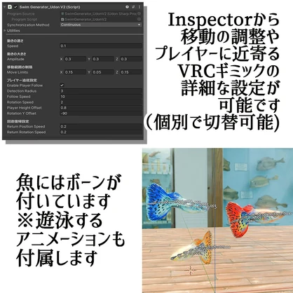 【Unity3Dモデル】アクアリウム水槽＋グッピー(熱帯魚)のセット【回遊アニメーション付属】
