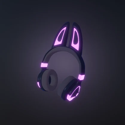【VRChat向け】サイバー狐耳ヘッドホン / Cyber Fox ear Headphone