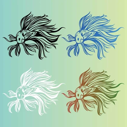 美しいベタのトライバル風タトゥーマーク 高解像度png or ai - 130