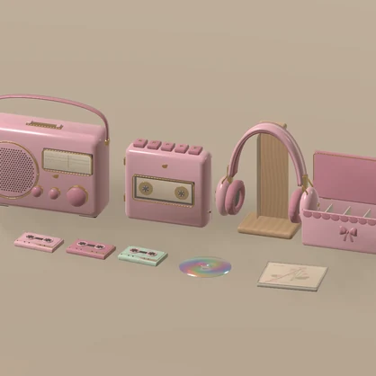 【無料 / Free】【VRChat】KOTORI RETRO AUDIO｜小鳥のレトロオーディオ小物11点・3色 / Retro Audio Props