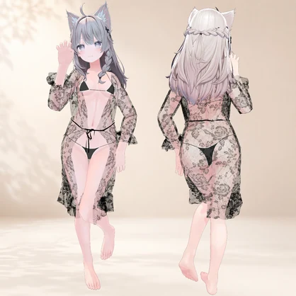 【3種アバター対応/for 3 Avatars】シアーカバーアップ＆ミニビキニセット/Sheer Cover-Up & Mini Bikini Set/시스루 커버 & 미니비키니 세트