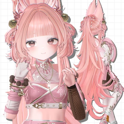 【2way】🦊きつねポニーテール&ロングヘア【14avatar】