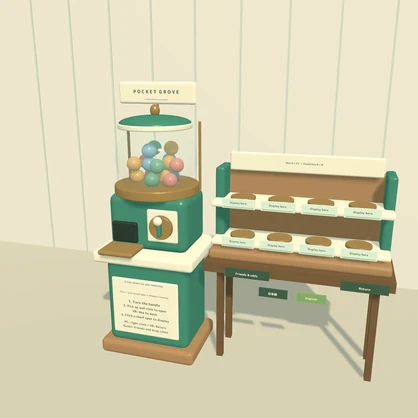 POCKET GROVE | Woodland Capsule Machine & Shelf for VRChat Worlds