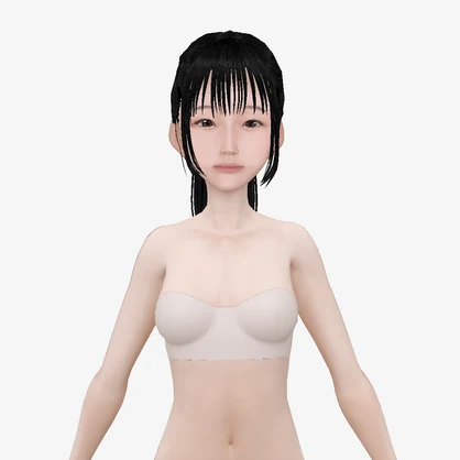 適度なリアル感の着せ替えドール　ポニーテールの女の子　衣装付き素体 vroidデータ　VRMデータ　cluster VR chat