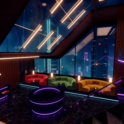 【Blender】ネオンパンク ラウンジ　NEON PULSE LOUNGE