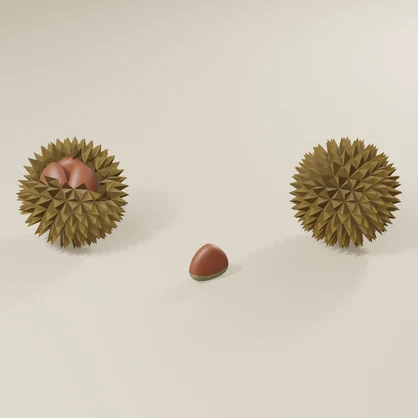 【無料】イガグリと栗 3Dモデル