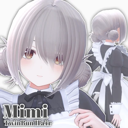 【12 avatars】Mimi TwinBun Hair【VRC Hair】