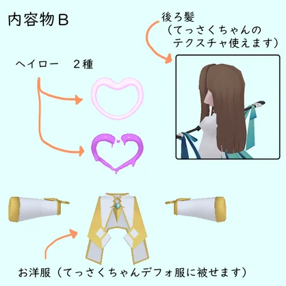 [3Dモデル]てっさくちゃん向天使はねセット