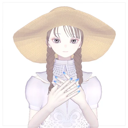 【3Dアクセサリー】麦わら帽子・三つ編みヘア（Pochi対応）