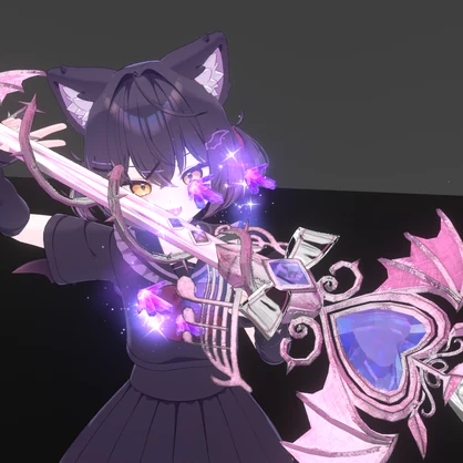 【オリジナル3Dモデル】RagingNocturne -レイジングノクターン-【魔法のステッキ】VRChat想定 パーティクルやギミック付き　魔法武器　魔法少女　変身　クリスタル　爆発　指輪