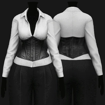 Women's Leather Gothic Corset & Long Sleeve Shirt | WOLVES STUDIO