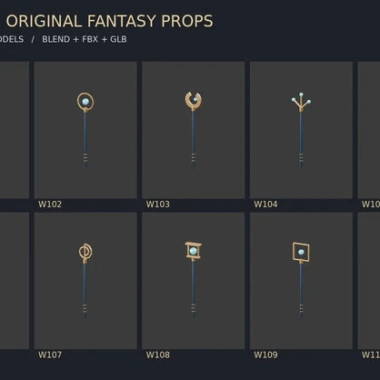 【3Dモデル素材】武器コレクション WS11・三叉星杖ほか10種｜単品・10点セット