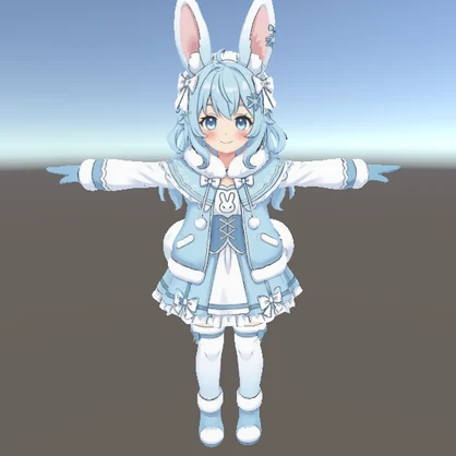 【清楚系】雪うさぎ少女 3Dアバター リギング済み【VRChat・VRM対応】