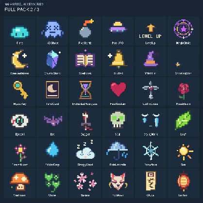 【VRChat向け／無料版あり】Nanan Pixel Accessories｜動くドット絵アクセサリーパック
