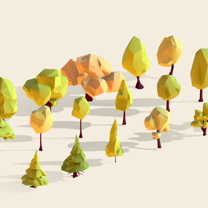 Cartoon Low Poly 18 Trees Asset Pack