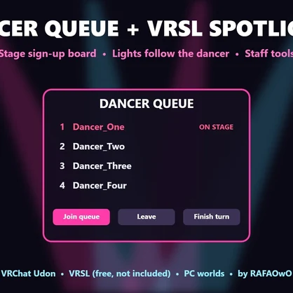 Dancer Queue + VRSL Auto Spotlights【VRChat Udon / PC】ダンサー受付ボード
