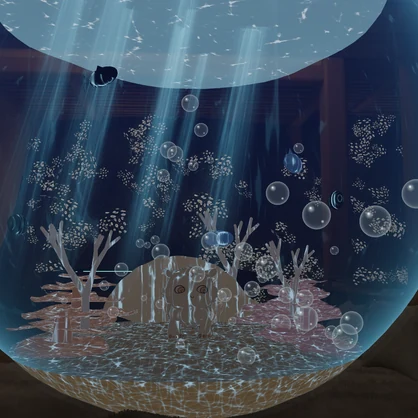人魚の金魚鉢 Mermaid Fishbowl ｜ 水の揺れ・泡・光の筋・水色変更【MA対応】
