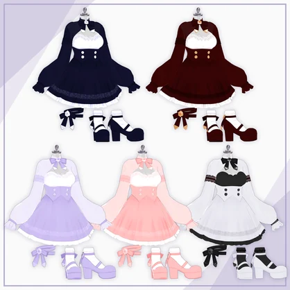 【7Avatars】Sheer Blouse Ribbon Dress / シアーブラウス リボンワンピース (C19)