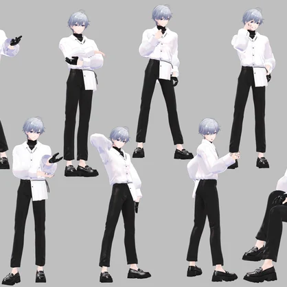 撮影向け！首を痛めた男のポーズアニメーション30種